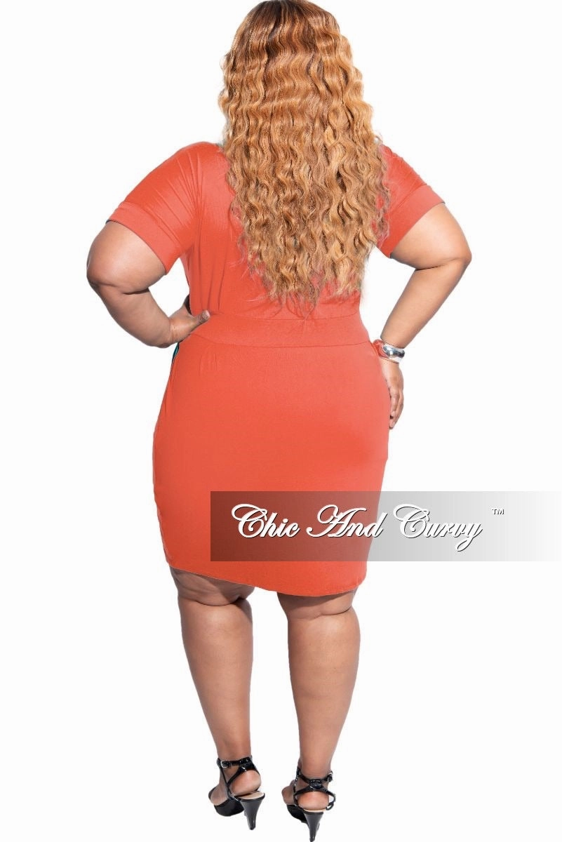 Final Sale Plus Size Rolled Sleeve Tie Dress in Ash Copper Stylish Layers Perfect Fit