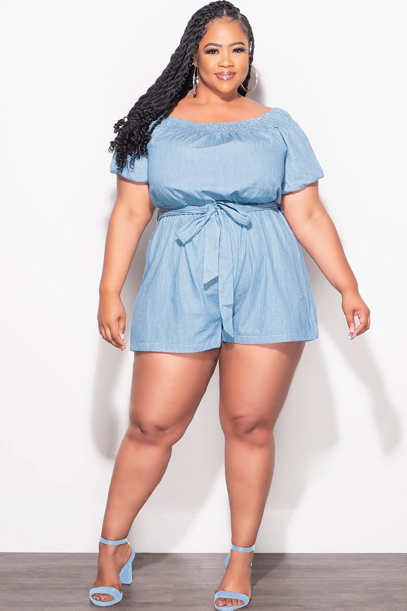 Cozy Style Final Sale Plus Size Romper Blue