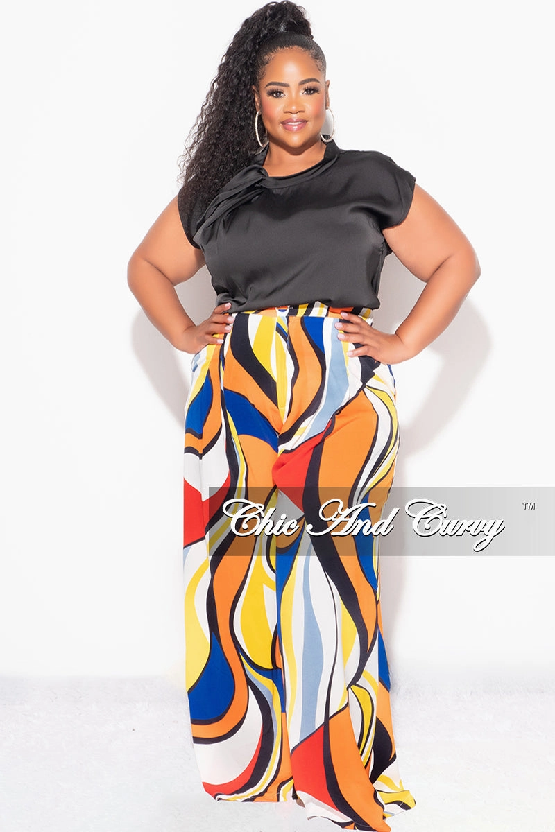 Final Sale Plus Size Satin Top in Black Versatile Comfort Wear ElasticCuffs