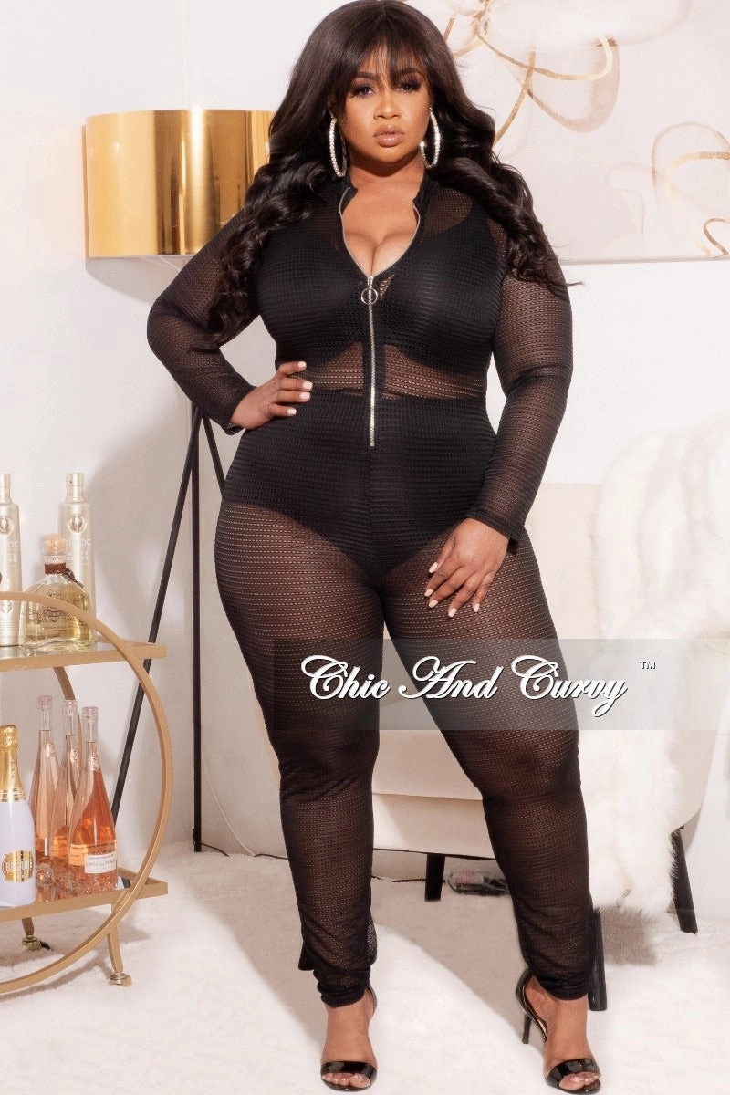 Final Sale Plus Size See Through Jumpsuit in Black Summer Dynamic Fit