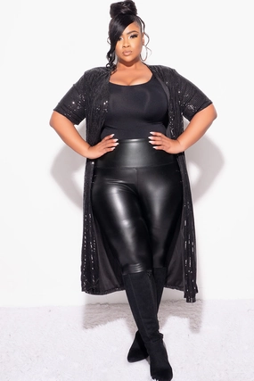 Final Sale Plus Size Sequin Duster in Black Flexible Durability