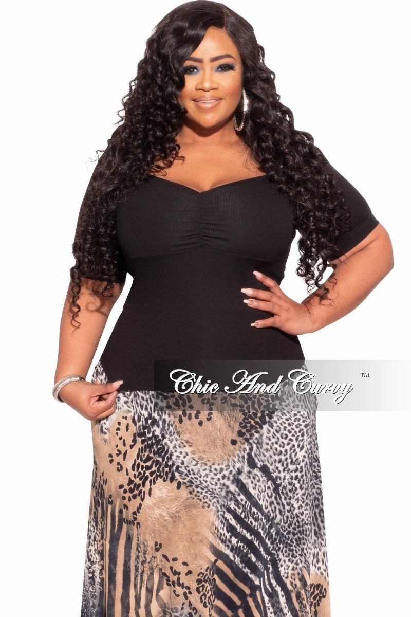 Final Sale Plus Size Short Sleeve Top in Black Non Irritating Seams Stretch Support Fit