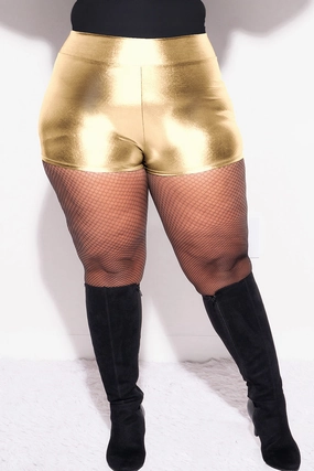 Final Sale Plus Size Shorts with Flat Front & No Ruching in Gold Sporty Chic Active Wear