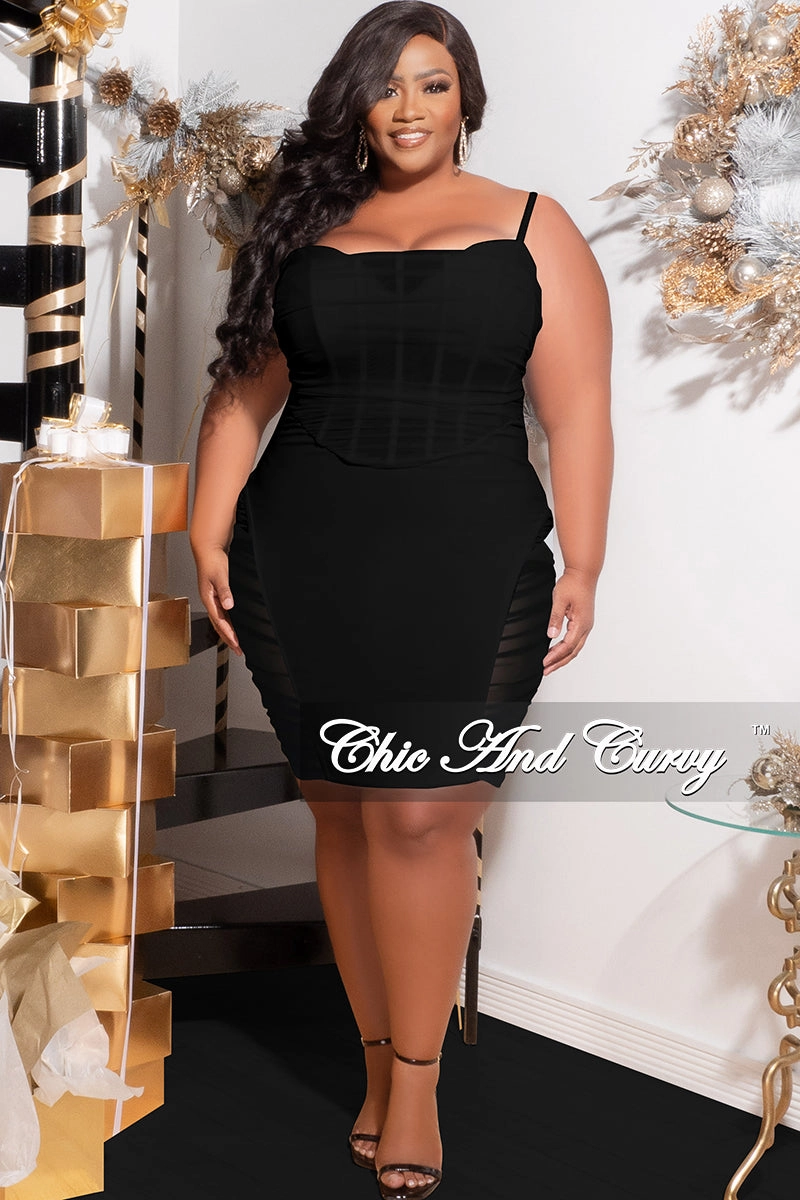 Quick Comfort HeatRegulating Final Sale Plus Size Sleeveless Midi Dress with Mesh Sides in Black