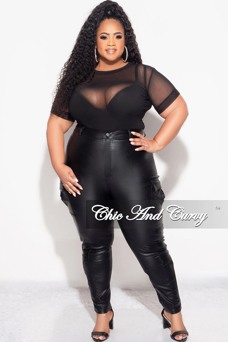 Quick Dry Fabric Everyday Flex Final Sale Plus Size Slim Cargo Pants in Metallic Black