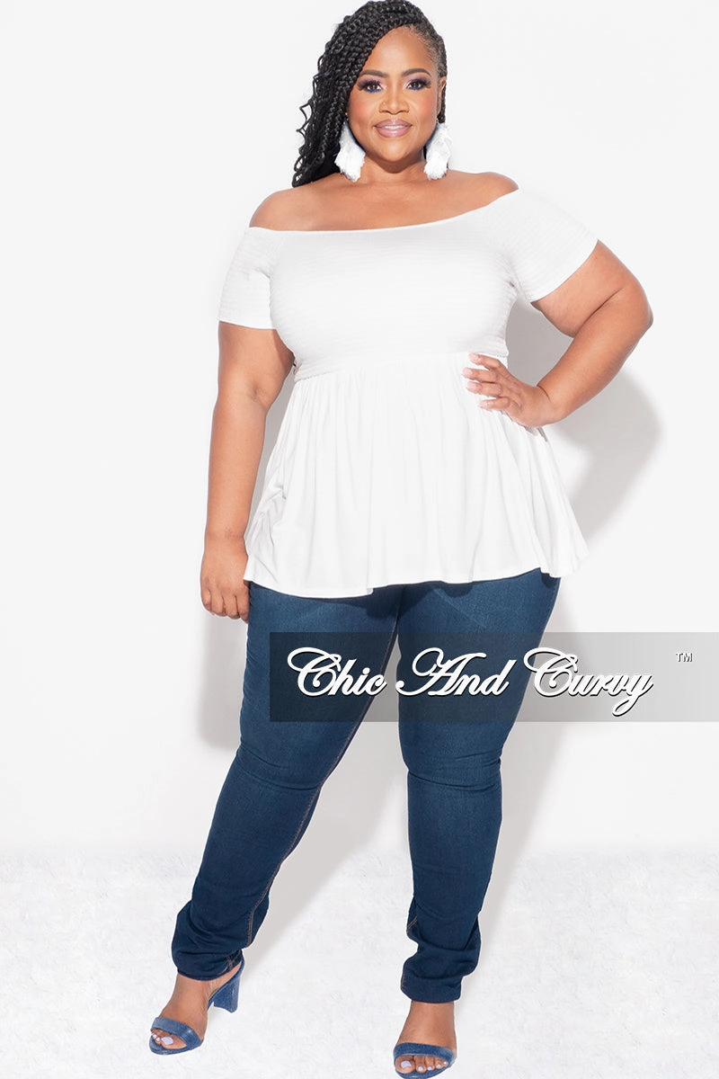 Final Sale Plus Size Smocked BabyDoll Top in White Odor Control Treatment Clean Finish