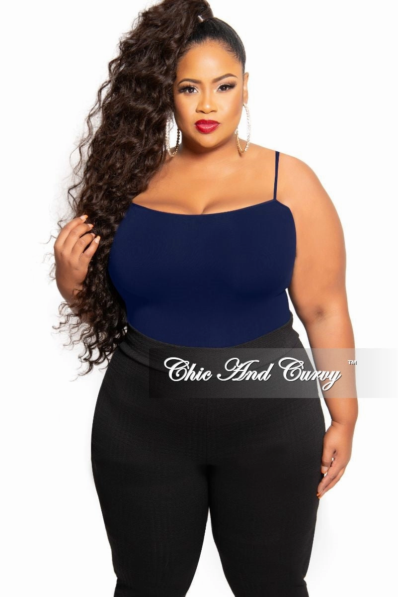 Flexible Knee Articulation Final Sale Plus Size Spaghetti Strap Camisole in Navy