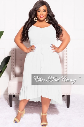Final Sale Plus Size Spaghetti Strap Dress in Off White Anti Pilling Textile Comfy Feel