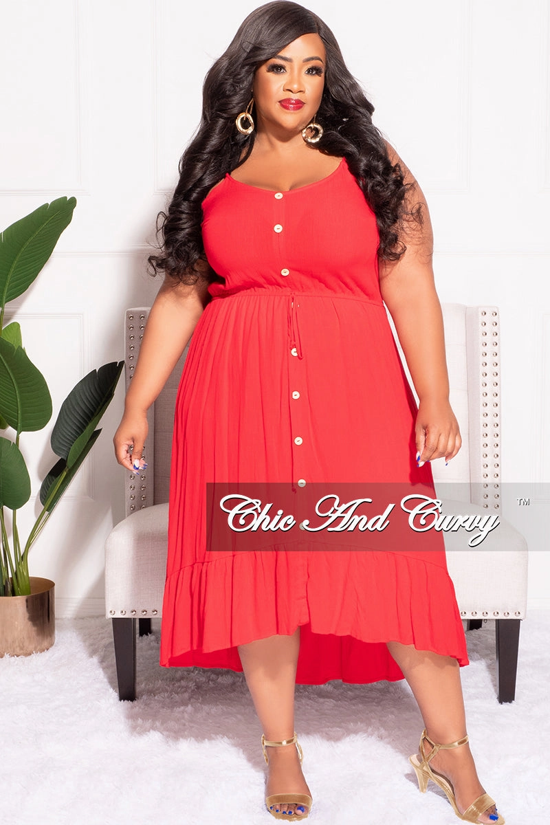 Performance Wear Unrestricted Movement Final Sale Plus Size Spaghetti Strap Dress in Red