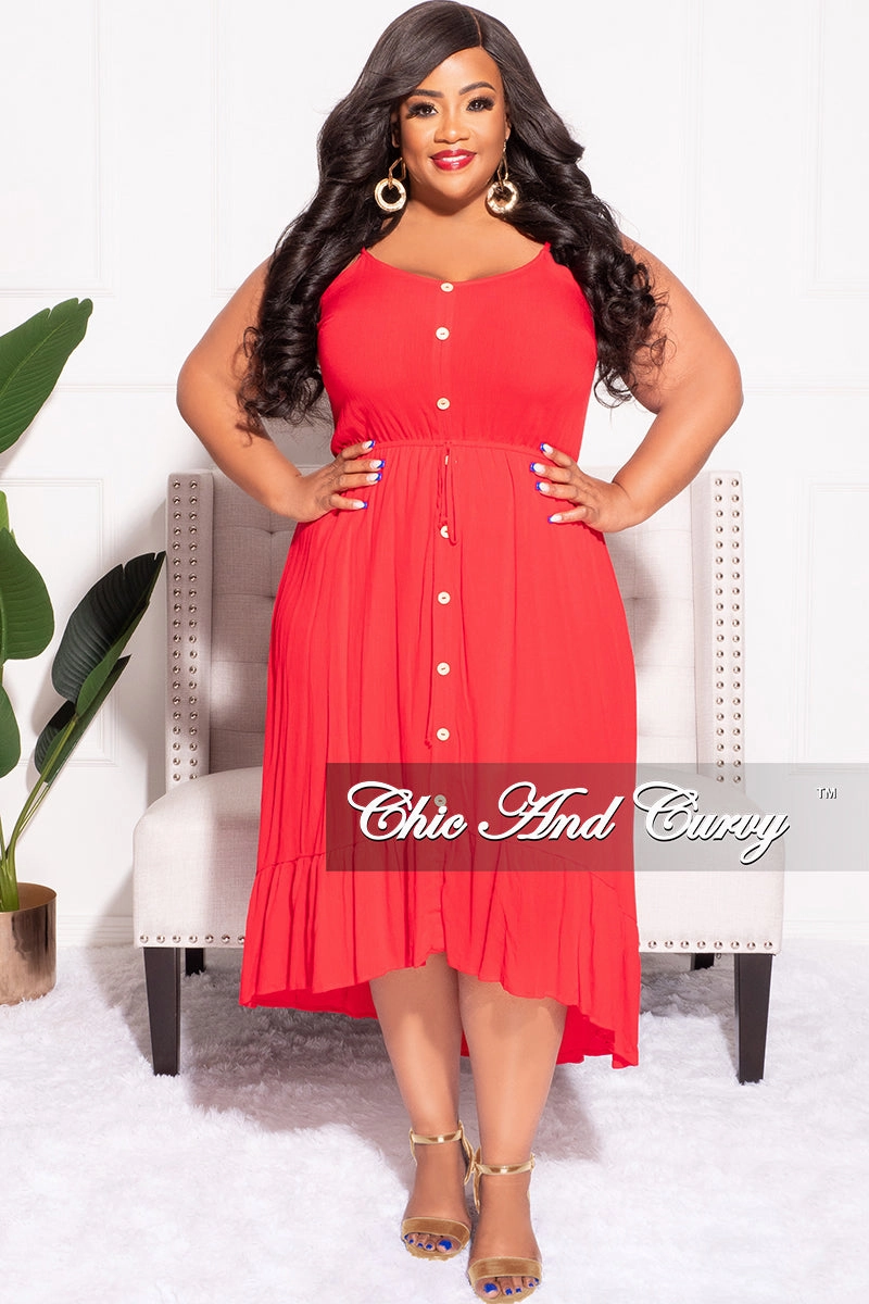 Final Sale Plus Size Spaghetti Strap Dress in Red Daily Wear