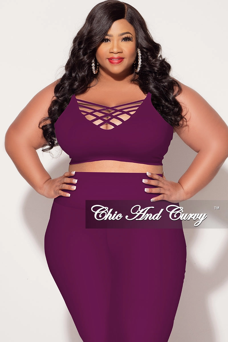 Final Sale Plus Size Spaghetti Strap Triple Criss Cross Front Bralette in Purple NonIrritatingSeams
