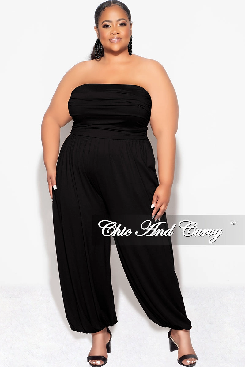Casual Must-Have Minimal Edge Final Sale Plus Size Strapless Jumpsuit in Black