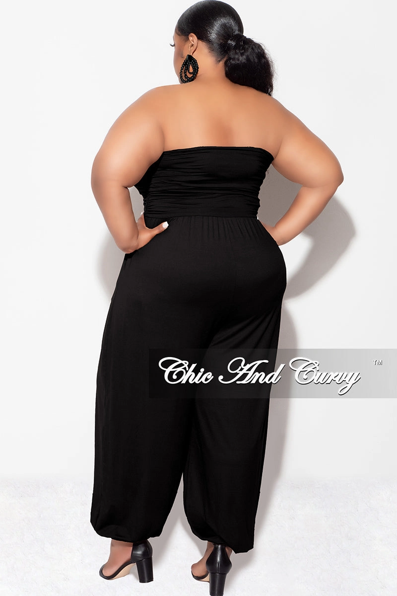 Moisture Lock Technology Flexible Cut Final Sale Plus Size Strapless Jumpsuit in Black