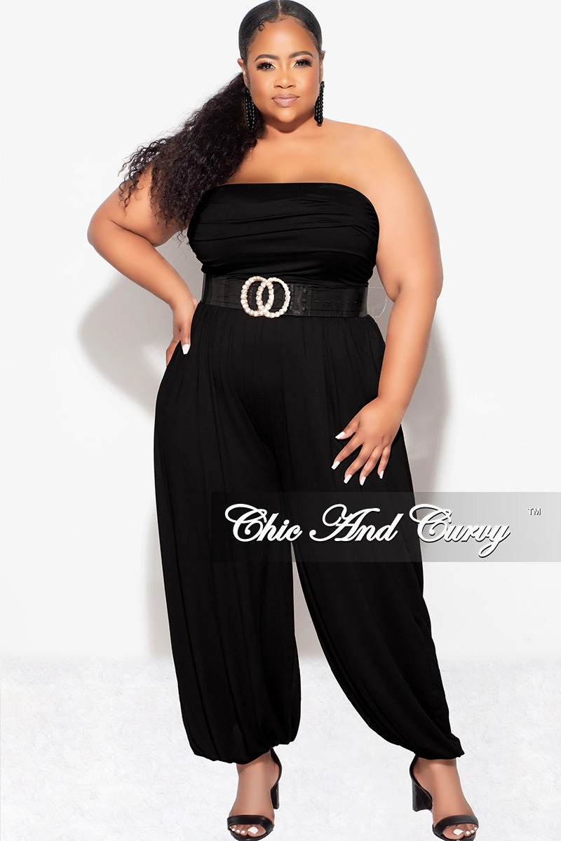 Low Profile Fasteners Final Sale Plus Size Strapless Jumpsuit in Black