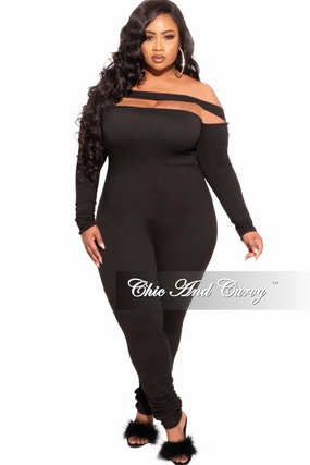 Final Sale Plus Size Strapless Jumpsuit in Black Cooling Fabric High-waisted fit