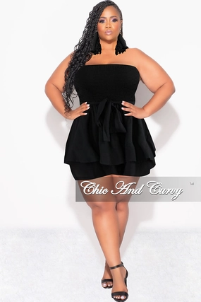 Durable Hemming Final Sale Plus Size Strapless Romper in Black