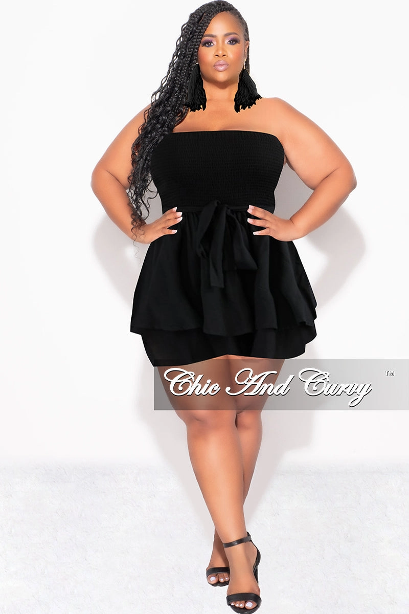 Durable Hemming Final Sale Plus Size Strapless Romper in Black