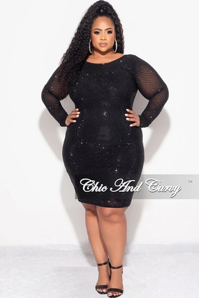 Final Sale Plus Size Studded  BodyCon Dress in Black Ultimate Comfort Smart Casual