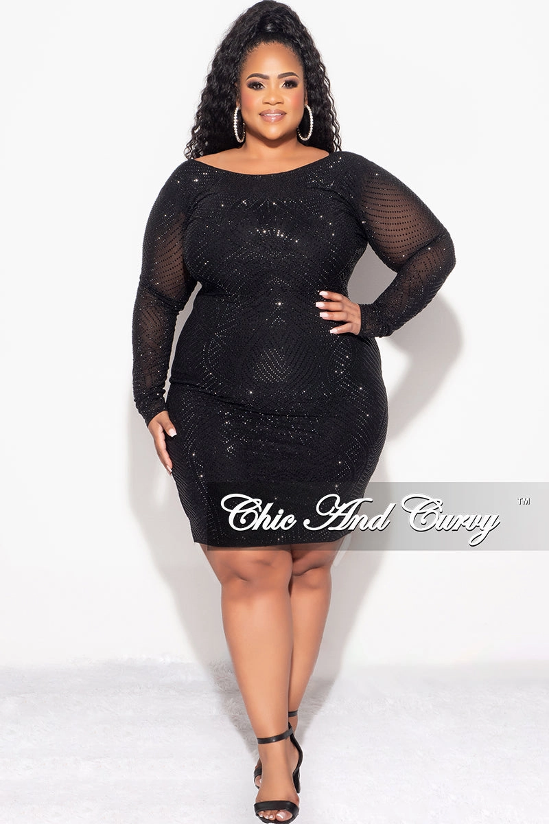 Go Anywhere StaticDissipativeFabric Final Sale Plus Size Studded  BodyCon Dress in Black