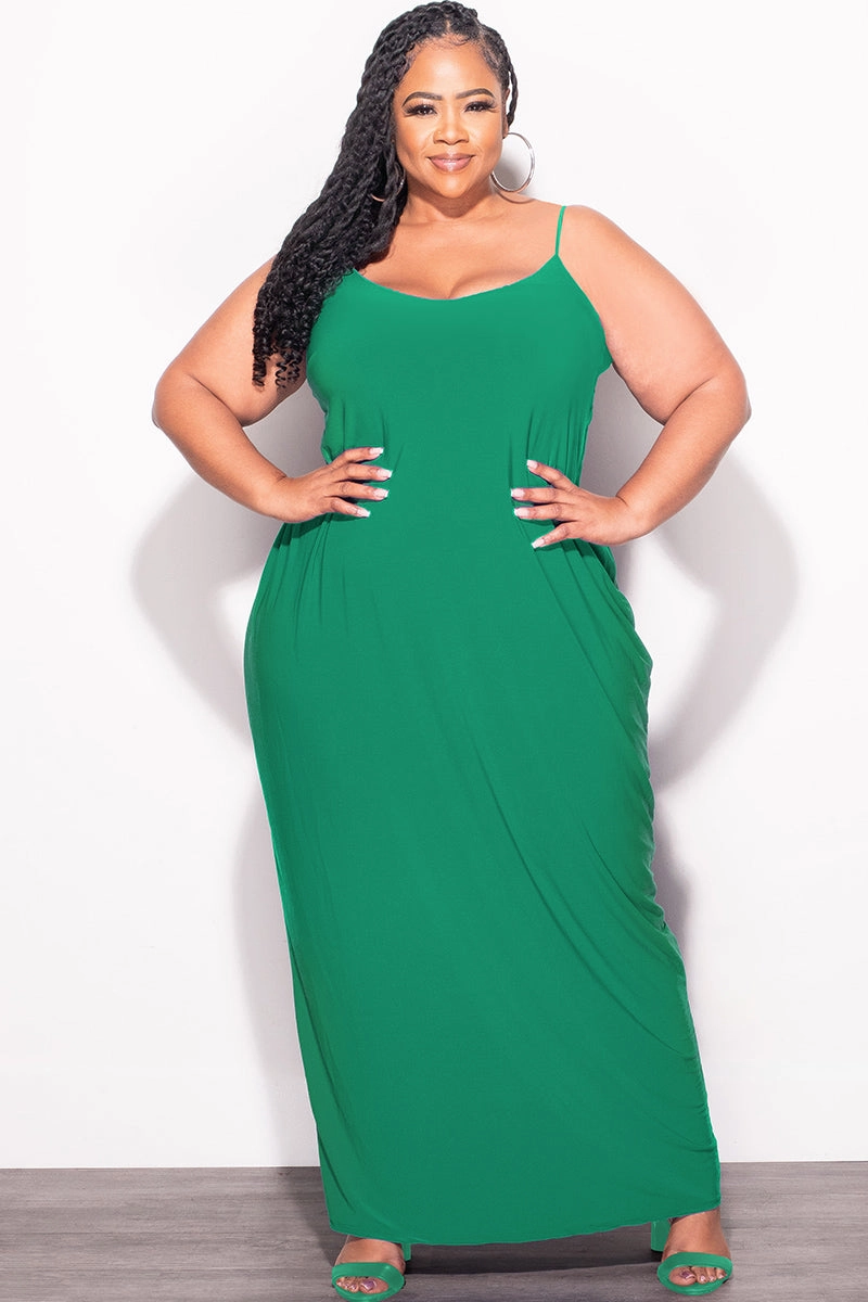 Final Sale Plus Size Tank Spaghetti Strap Maxi Dress in Kelly Green Tailored Wear