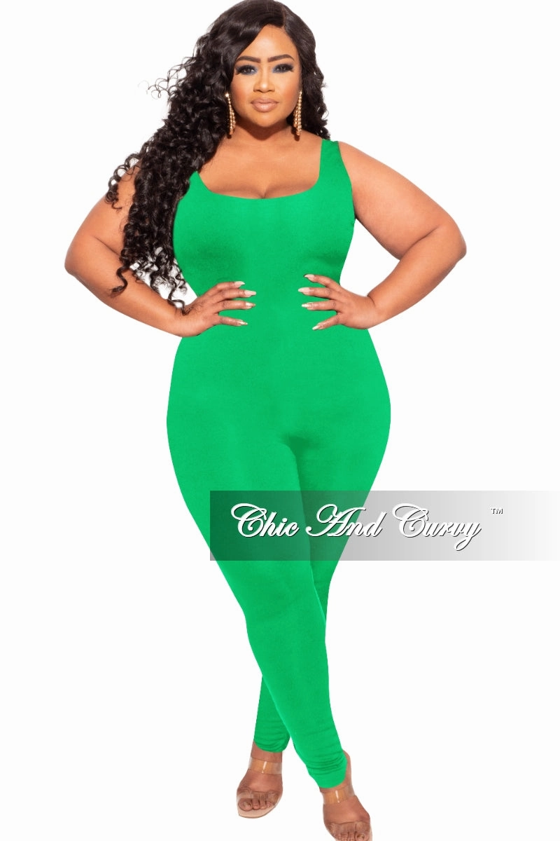 NoBuckleDesign Final Sale Plus Size Tank Unitard Catsuit in Green