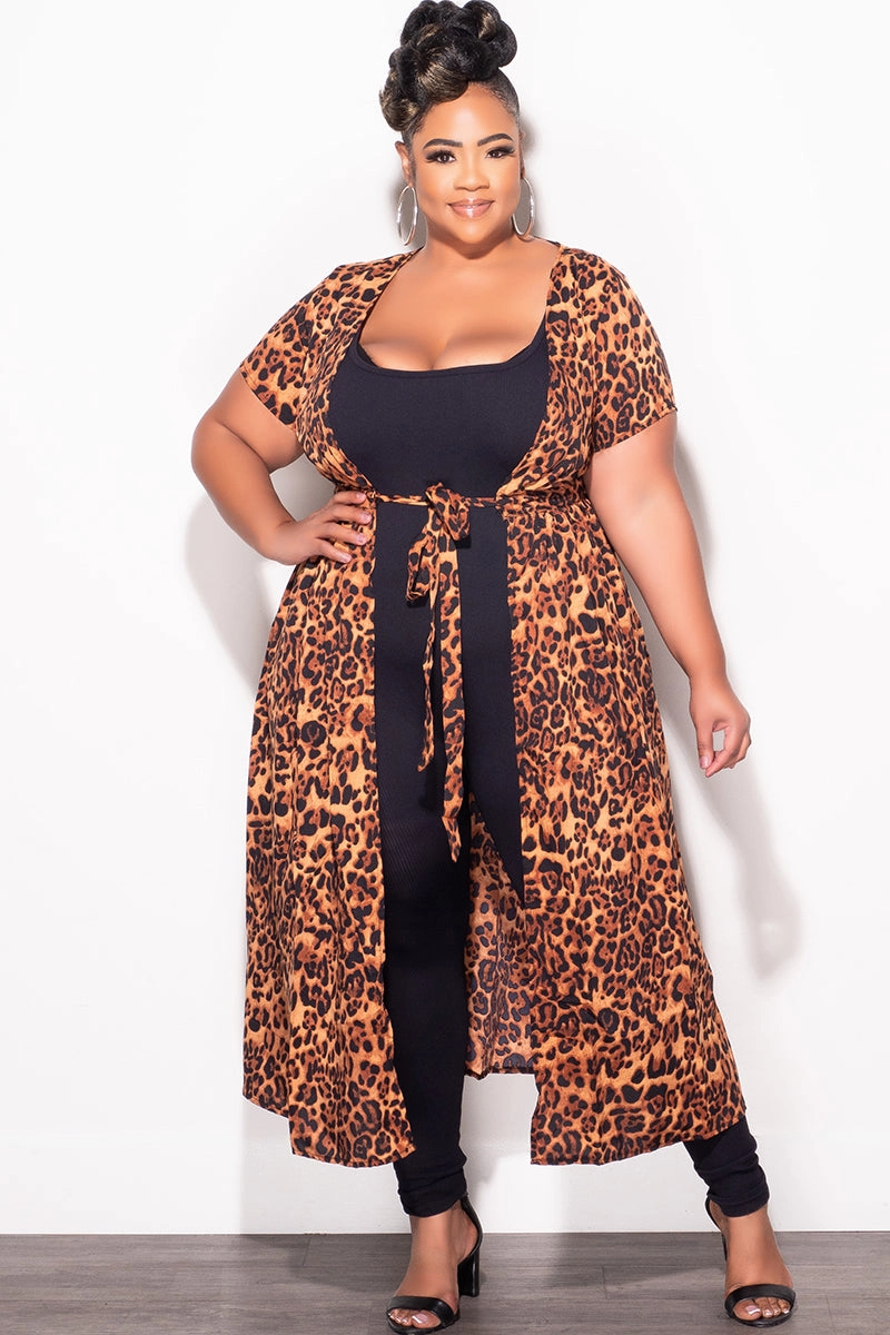 Fade Resistant Dye Final Sale Plus Size Tie Duster in Animal Print