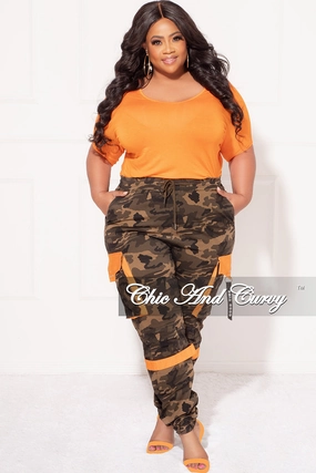 Final Sale Plus Size Top With Cut Outs On Back in Orange Comfort Flex
