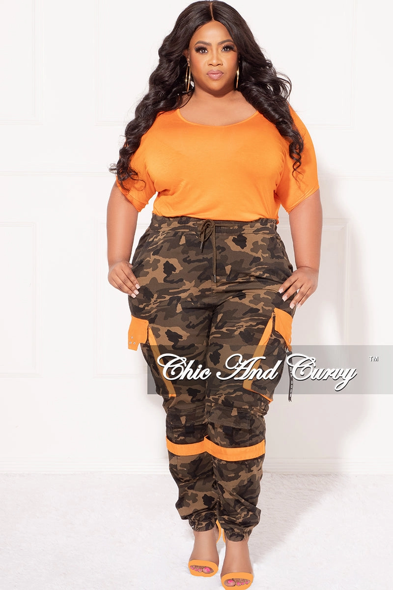 Final Sale Plus Size Top With Cut Outs On Back in Orange Functional Layers
