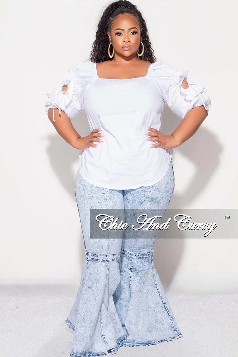 Final Sale Plus Size Top with Cutout Sleeves in White Heat Control Utility Ready