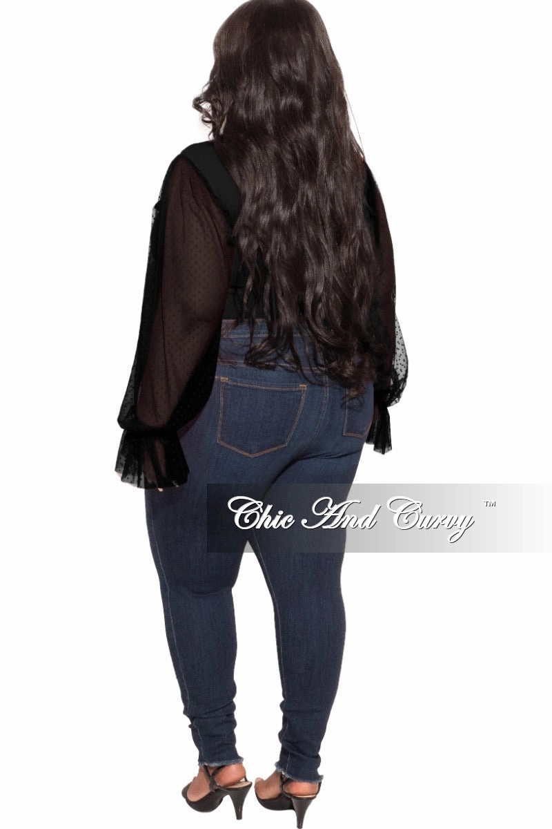 Final Sale Plus Size Tunic with Mesh Sleeves in Black UV protection coating