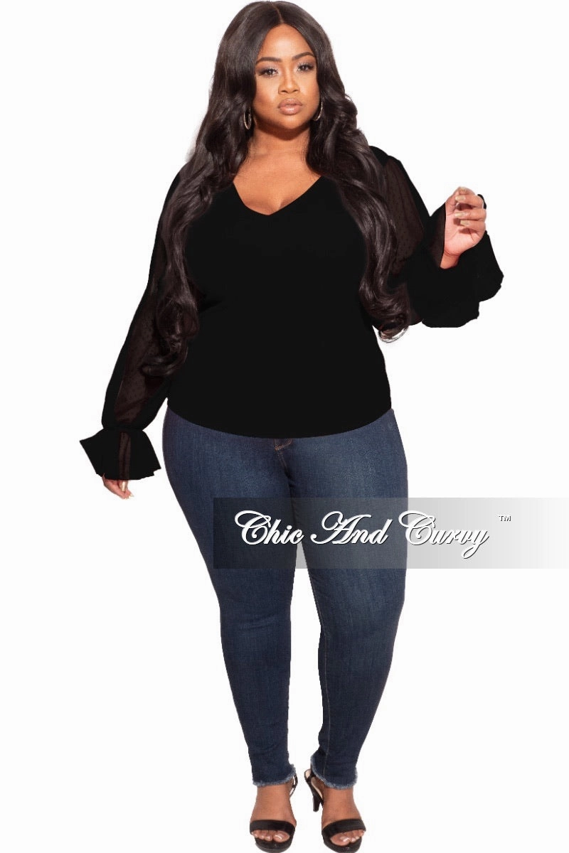 Urban Flex Final Sale Plus Size Tunic with Mesh Sleeves in Black