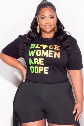 Final Sale Plus Size Unisex Cropped Cut Black - Black Women Are Dope  T-Shirt Work Ready