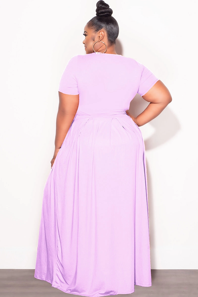 Easy Layer Final Sale Size 2pc Tie Top Maxi Skirt Set in Lavender