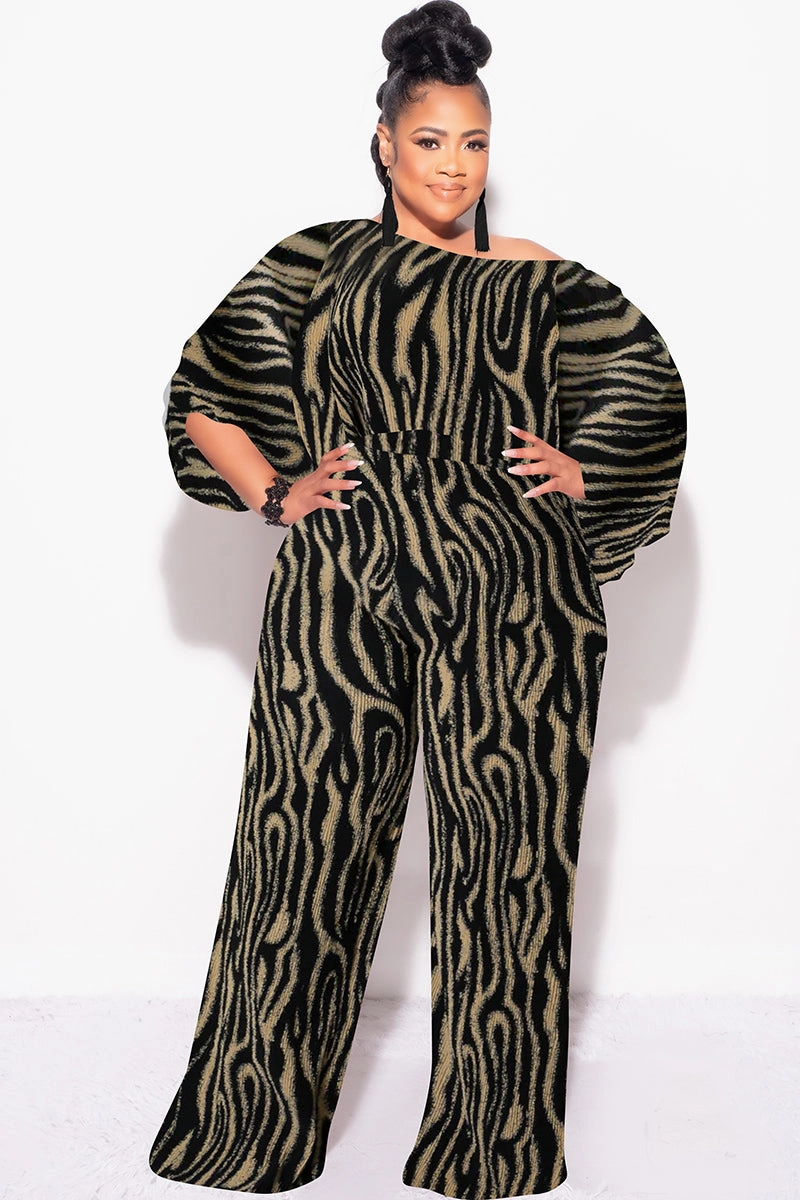 Final Size 2pc Pleated Off the Shoulder Top and Pants Set in Black and Tan Sport Ready Layer Comfort