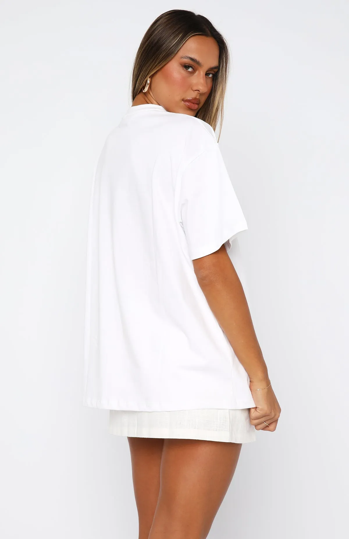 Finest Bunch Oversized Tee White Smooth Stitching Colorfast Dye Method