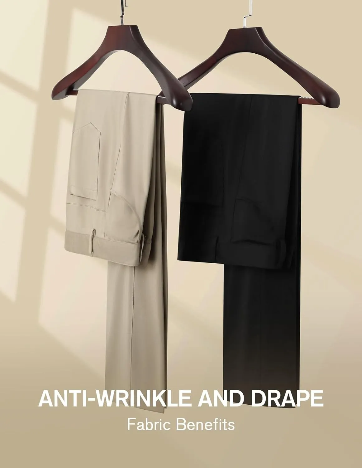 fit space Mens Wrinkle-Resistant Golf Pants Straight-fit Stretch Flat Front Dress Pants