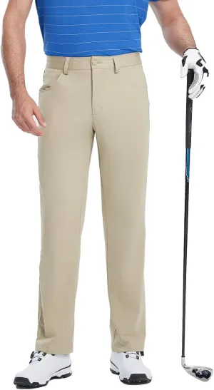 fit space Mens Wrinkle-Resistant Golf Pants Straight-fit Stretch Flat Front Dress Pants