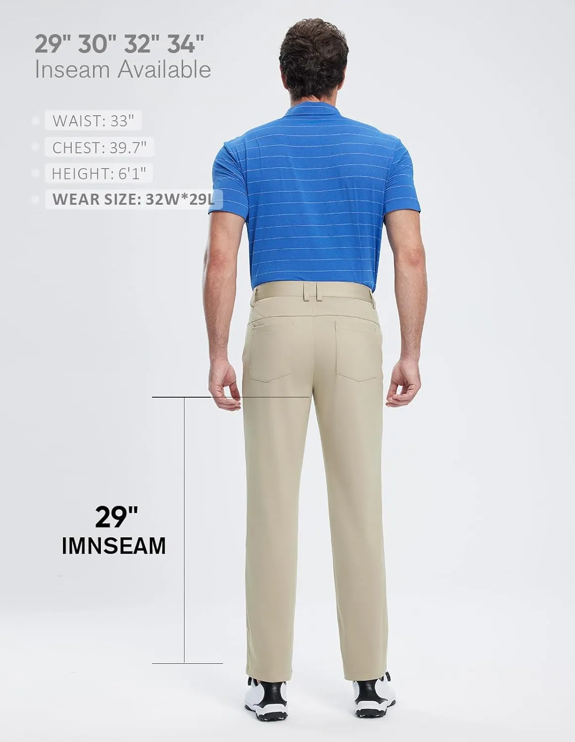 fit space Mens Wrinkle-Resistant Golf Pants Straight-fit Stretch Flat Front Dress Pants