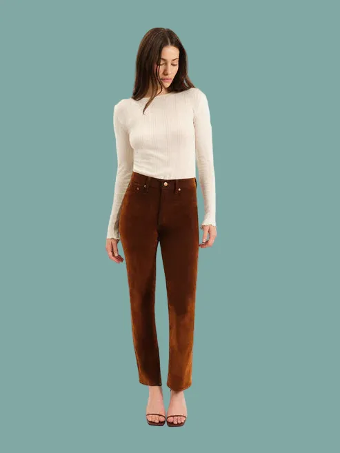 ReinforcedHemline Smarty Pants High Rise Straight - Cognac