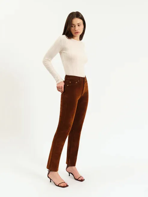 Chic Comfort Flexible Fabric Smarty Pants High Rise Straight - Cognac