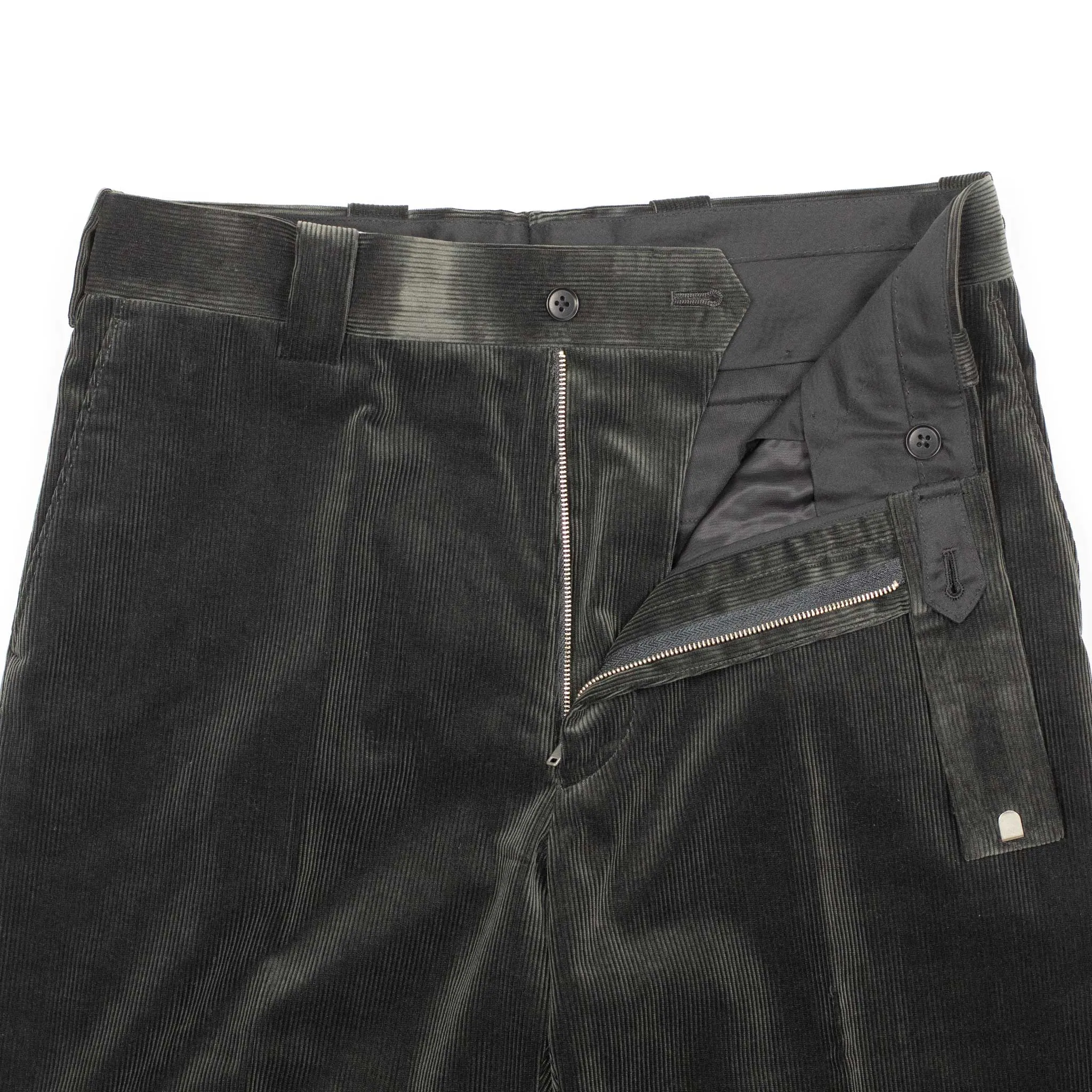 Flat front trousers in grey Suvin cotton corduroy