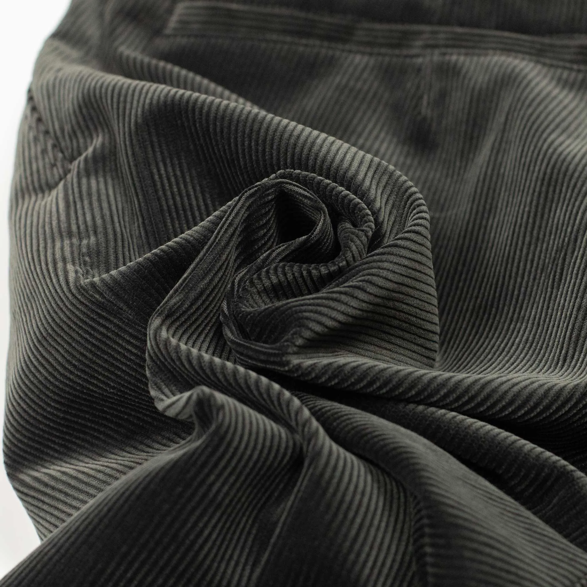 Flat front trousers in grey Suvin cotton corduroy