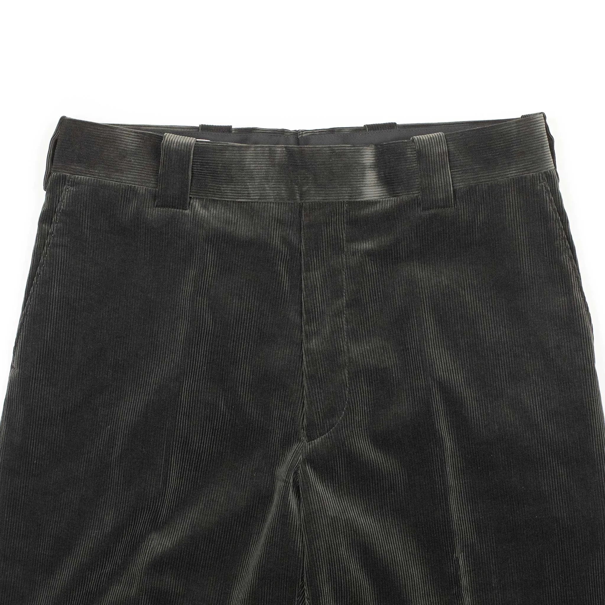 Flat front trousers in grey Suvin cotton corduroy