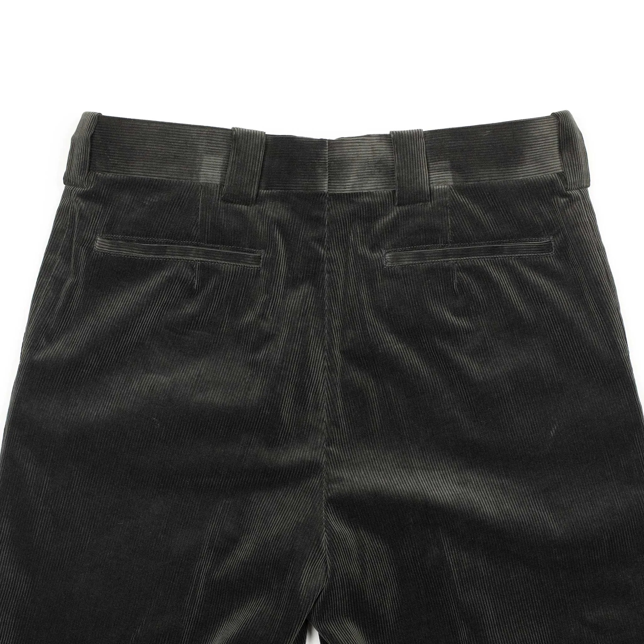 Flat front trousers in grey Suvin cotton corduroy
