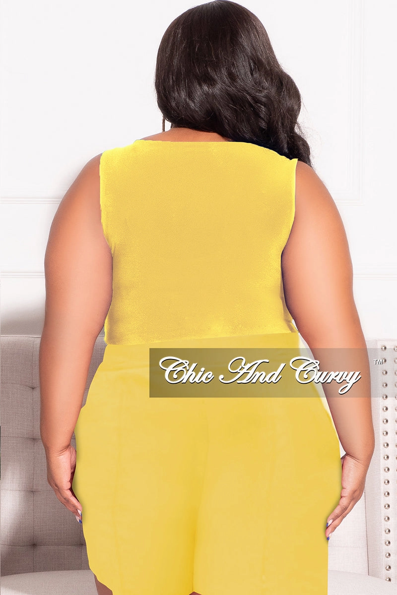 Final Sale Plus Size Sleeveless Crop Top in Lemon Perfect Comfort Fit Abrasion Resistant Surface