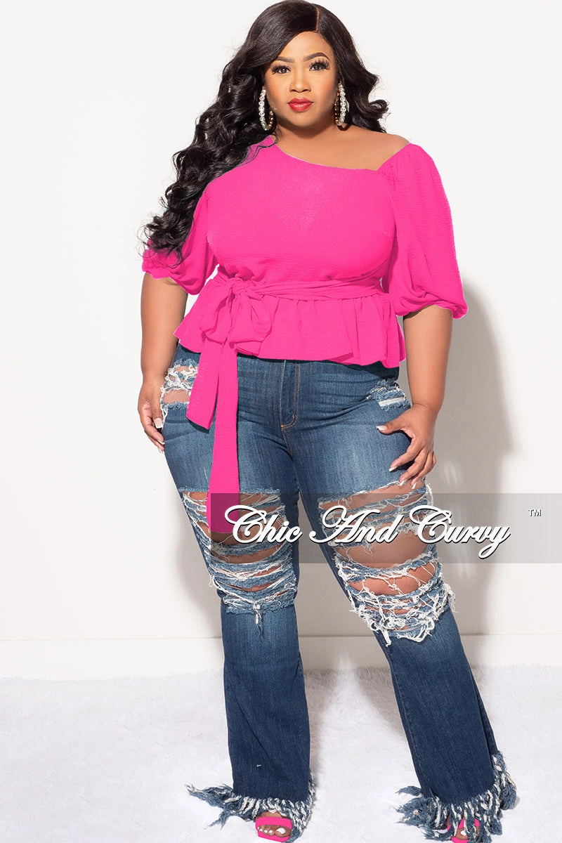 hypoallergenic material Final Sale Plus Size Off the Shoulder Peplum Top in Pink