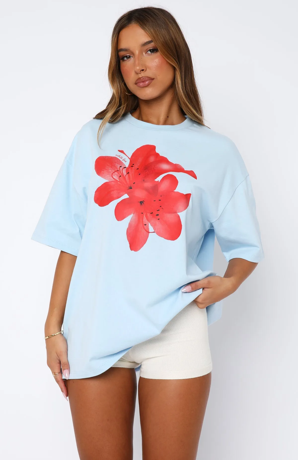 Reinforced Neckline Power Of Possibility Oversized Tee Baby Blue