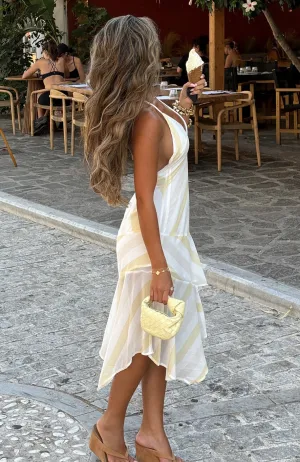 On His Mind Midi Dress Citrus Stripe Friction Resistant Edges Reinforced Stitching