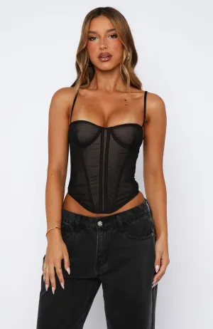 Yarn Dyed Pattern Cloth Lightweight Knit Traitor Bustier Black