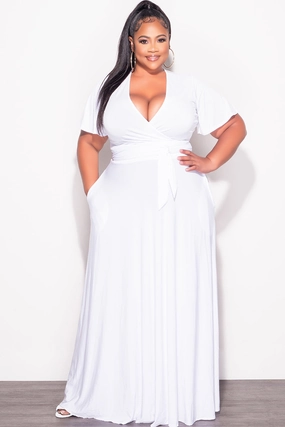Wind Resistance Final Sale Plus Size 2pc Short Sleeve Crop Tie Top and Skirt Set in White